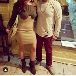 Suede feel underbust mini dress. Worn one time